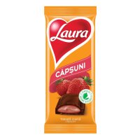 Laura Ciocolată cu lapte și cremă de căpșuni 92g