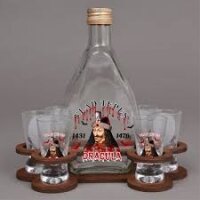 ARTIZANAT MINIBAR CU STICLA DRACULA SI 6 PAHARE /...
